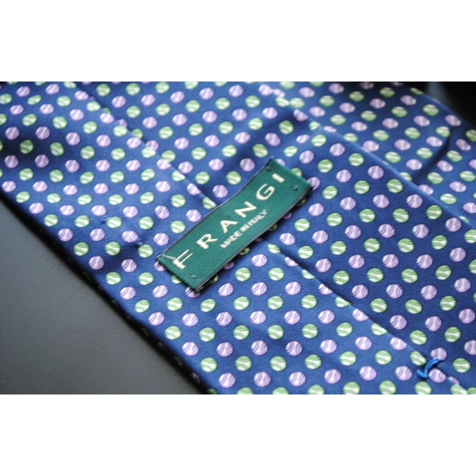 Vintage FRANGI TIE Geometric DOTS 100% Silk Made in ITALY Blue Mens Classic Length 57-60in 150cm Size ONE SIZE - 4 Thumbnail