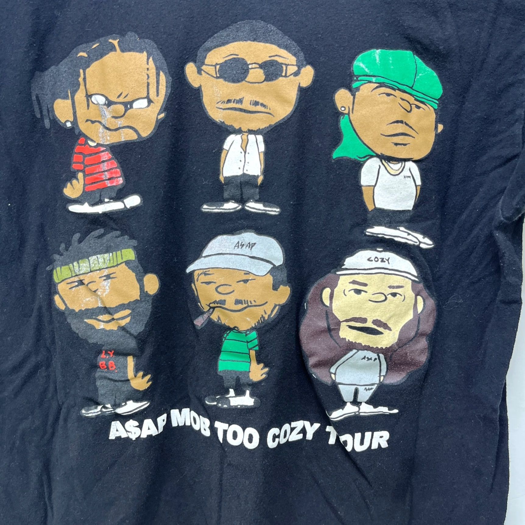 Peanuts ASAP Mob Tour Too Cozy T Shirt M Black Cotton Mens Shirts 90s? Size US M / EU 48-50 / 2 - 2 Thumbnail