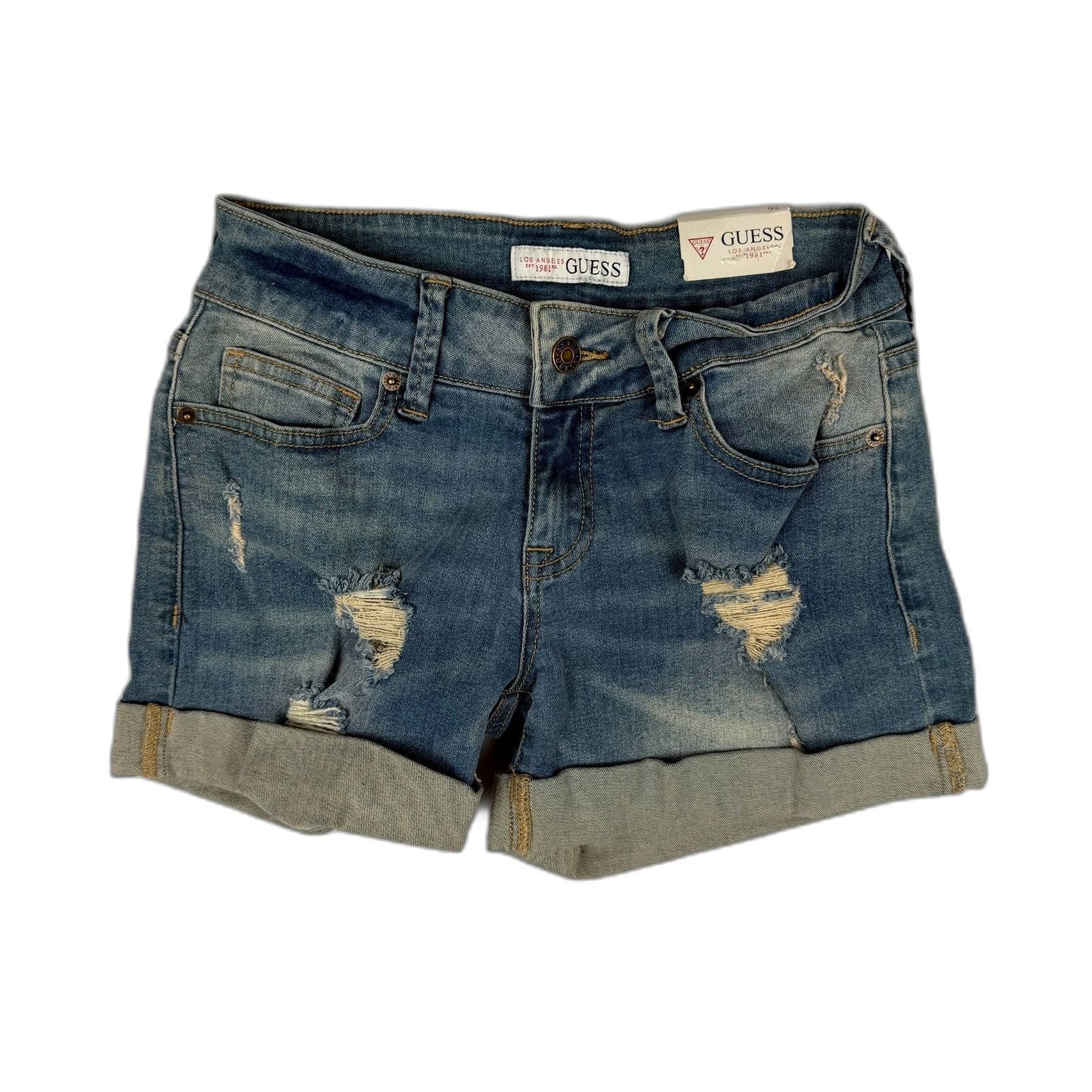Guess Guess Los Angeles Denim Shorts Size 26 Light Wash Cuffed Jea Size US 26 / EU 42 - 3 Thumbnail