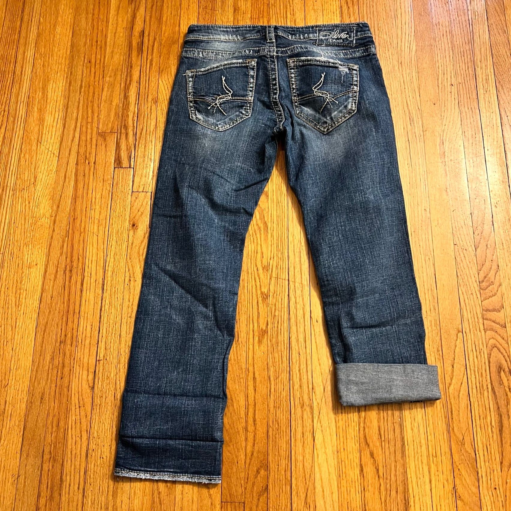 Silver Jeans Co. Silver Jeans Womens 28 X28 Sam Boyfriend Distressed Stretch Pants Blue Size 28" / US 6 / IT 42 - 2 Thumbnail