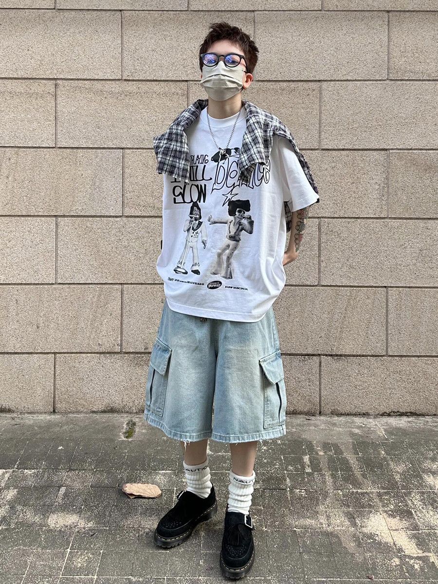 Japanese Brand × Vintage Frayed Wide Leg Waist Cargo Pocket Size US 29 - 1 Thumbnail