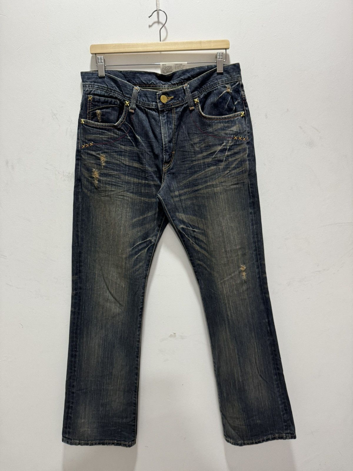 Lee VINTAGE LEE RIDER FLARED LEG DISTRESSED DENIM JEANS Size US 34 / EU 50 - 8 Thumbnail