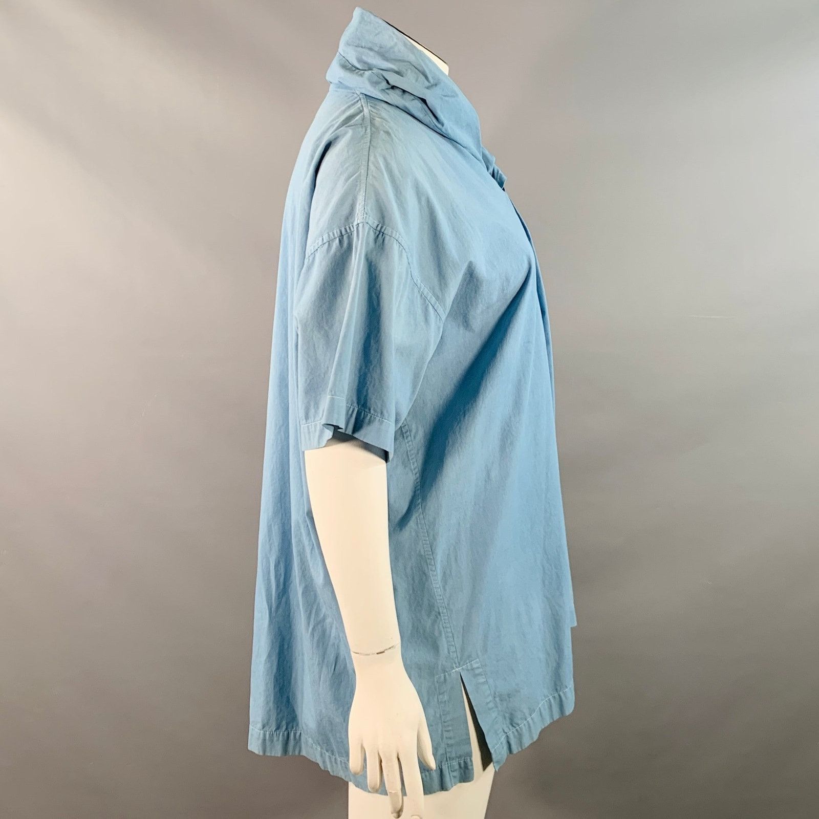 Comme des Garcons Size XXL Blue Cotton Shawl Collar Casual Top Size XXL / US 16-18 / IT 52-54 - 3 Thumbnail
