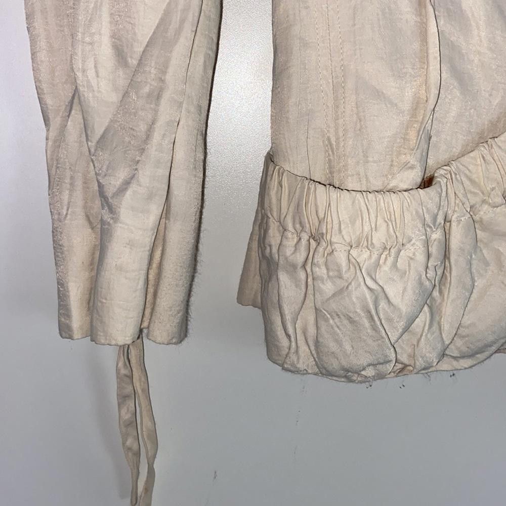 Designer People Like Frank | Beige Crinkled Blazer Jacket Size M / US 6-8 / IT 42-44 - 5 Thumbnail
