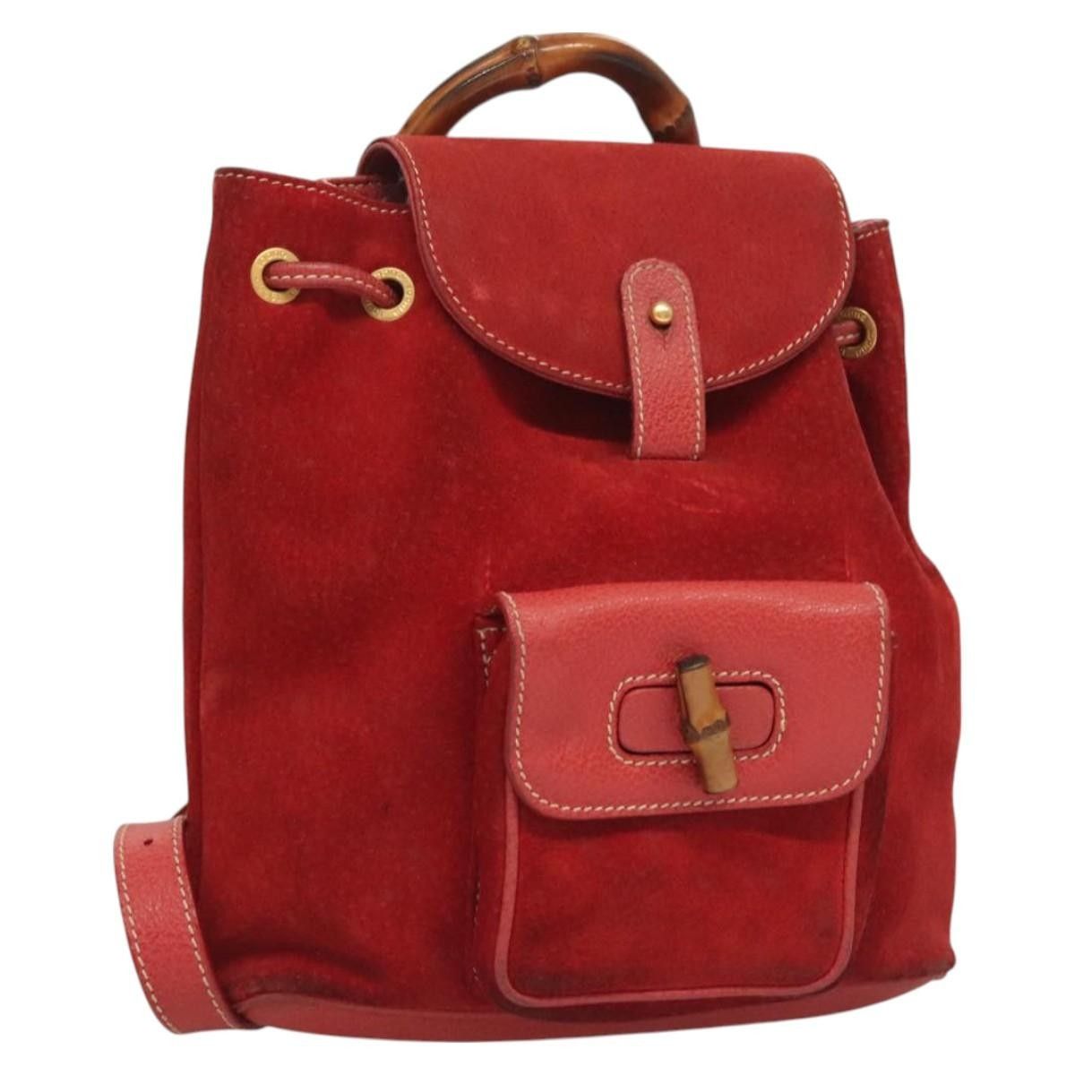 Gucci Gucci Vintage Bamboo Backpack Suede Size ONE SIZE - 1 Thumbnail