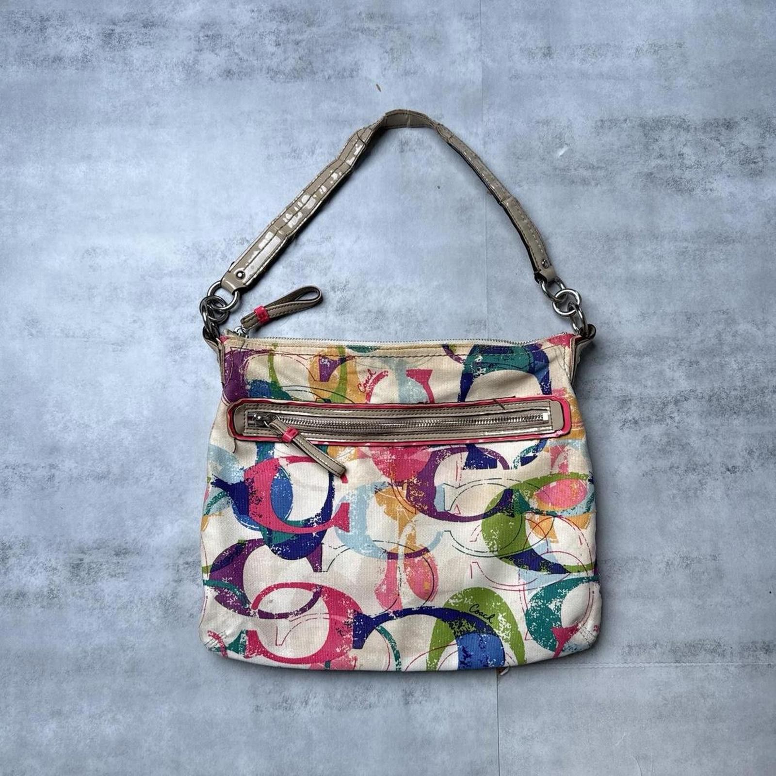 Y2K Coach Shoulder Bag Monogram Multicolor Bag, Women's