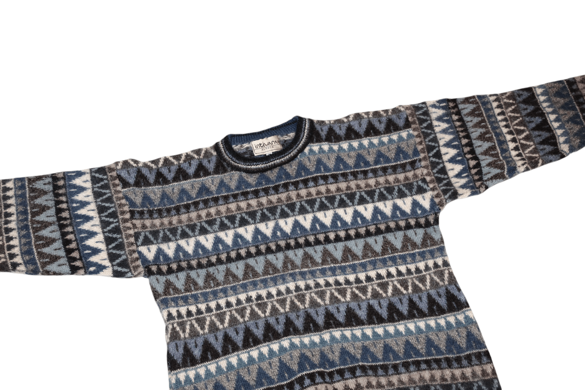 Homespun Knitwear RARE Intiwara Alpaca Tribal Patterns Crew Neck Wool Sweater Size US M / EU 48-50 / 2 - 3 Thumbnail