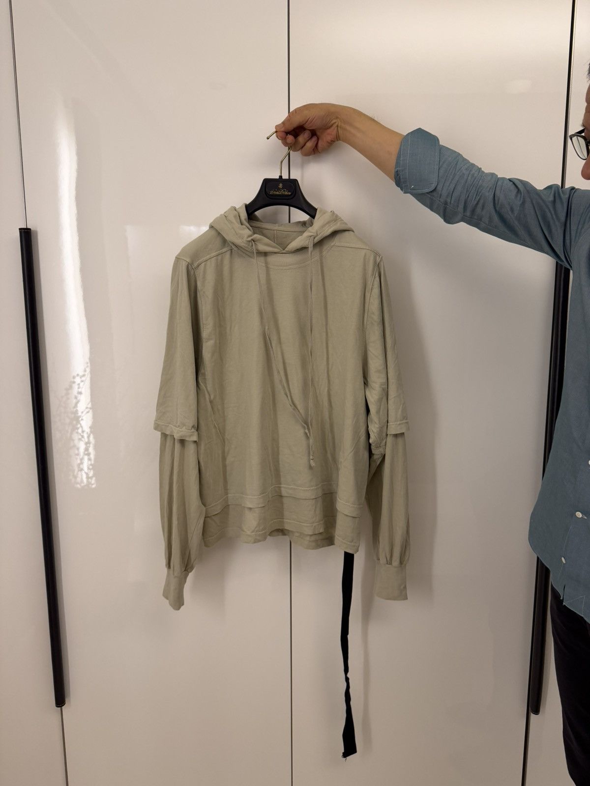 Rick Owens Drkshdw Rick Owens Drkshdw Beige Organic Cotton Hustler Hoodie Size ONE SIZE - 2 Thumbnail