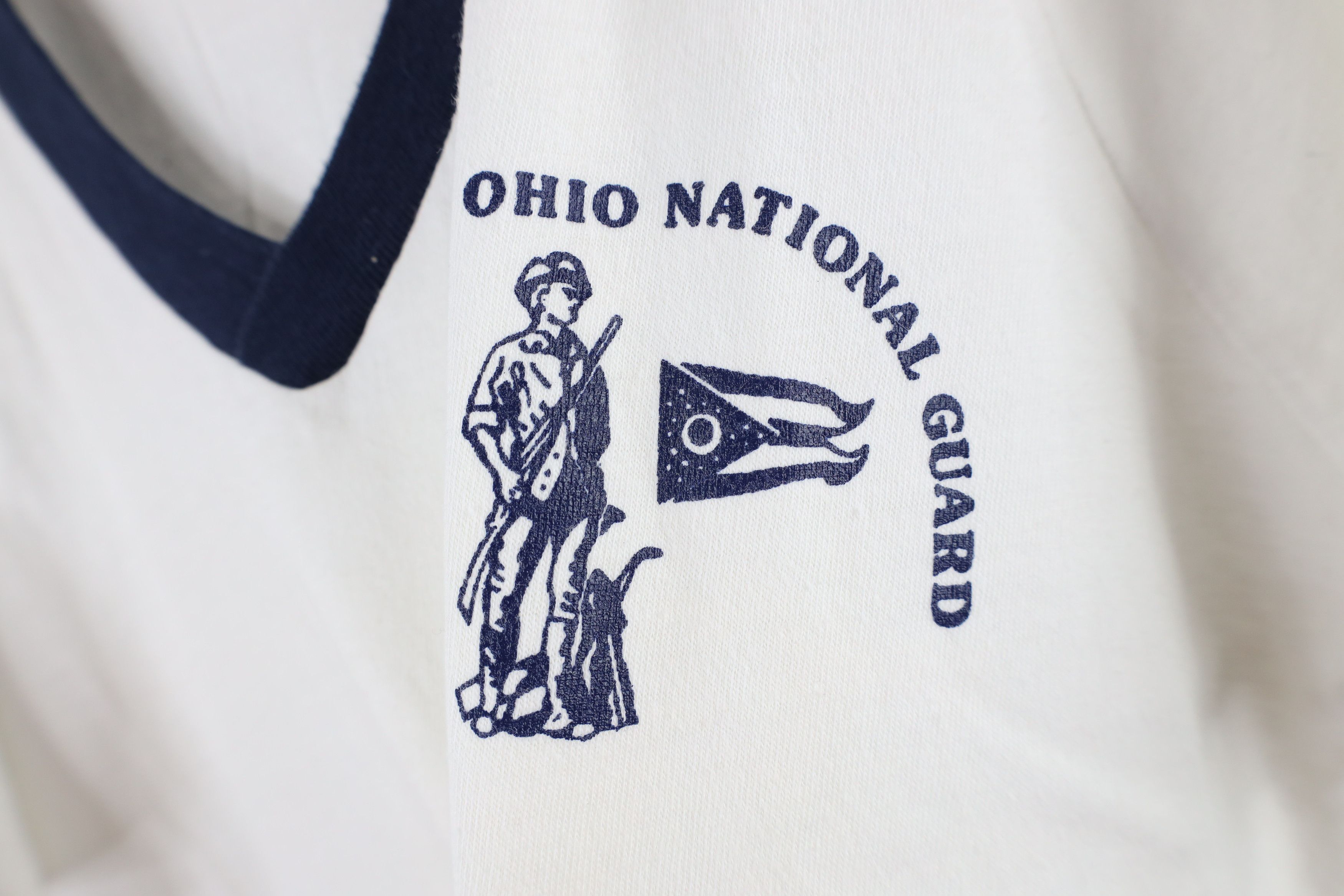 Vintage Vintage 70s 80s Ohio National Guard Ringer T-Shirt White USA Size US XL / EU 56 / 4 - 4 Thumbnail