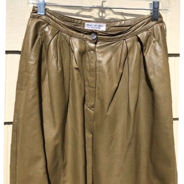Vintage VINTAGE Fenn Wright Manson Leather Harem Pant Capri Pants XS 70s 24.5” Waist Leather Pleated Pockets Lace-up Zipper 100% Front Pockets Mens Womens? Size 26" / US 2 / IT 38 - 2 Thumbnail
