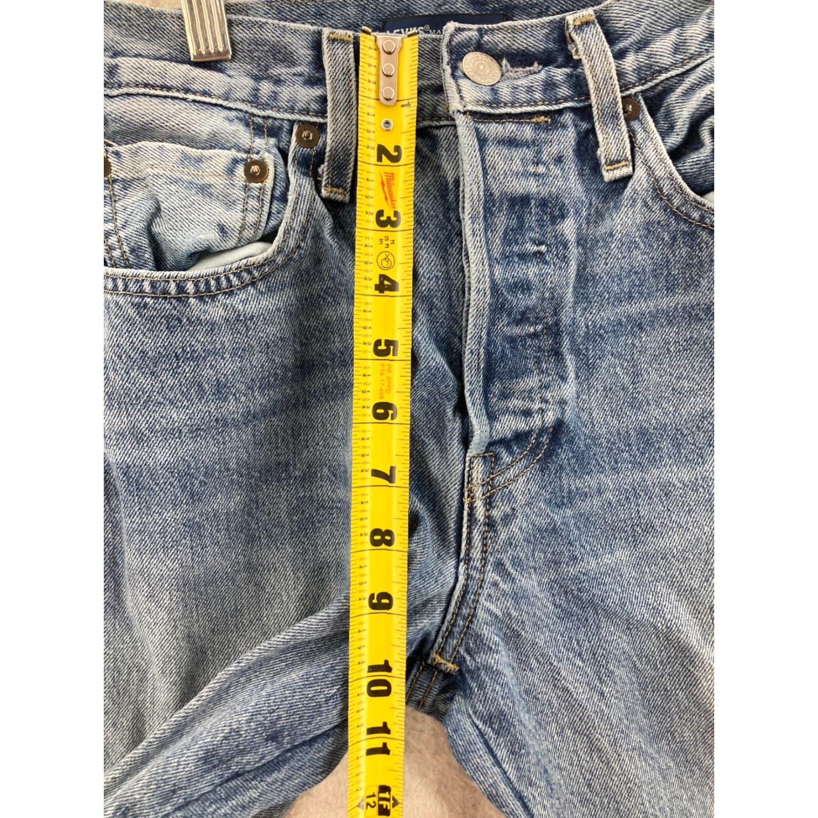 Levi's Levi's 501 Jeans Womens Skinny Button Fly Embroidered S 27/28 Blue Cotton Denim Regular Rise Mid Adult Women Jeans Size 27" / US 4 / IT 40 - 4 Thumbnail