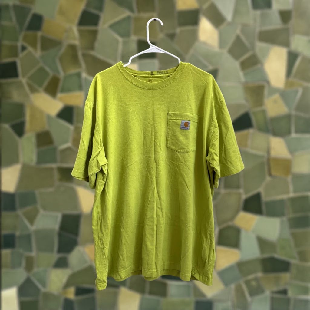 Carhartt Carhartt Mens T-Shirt XL Original Fit Lime Green Pocket Short Sleeve Shirt Mens XL Green Pocket Size US XL / EU 56 / 4 - 1 Thumbnail