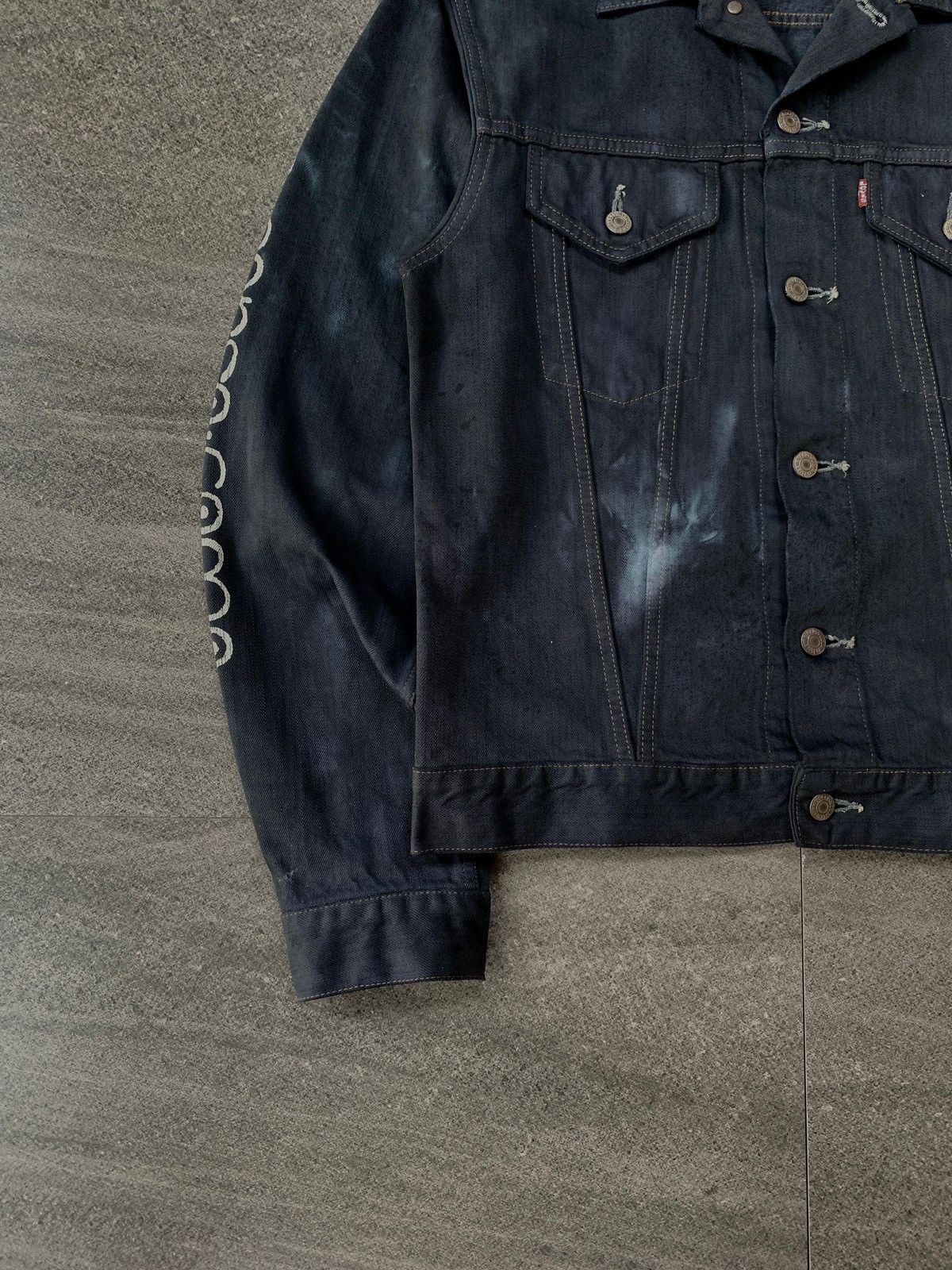 Junya Watanabe FREE TAX! 2000s Painted Denim Jacket Black Dyed - Medium Size US M / EU 48-50 / 2 - 4 Thumbnail