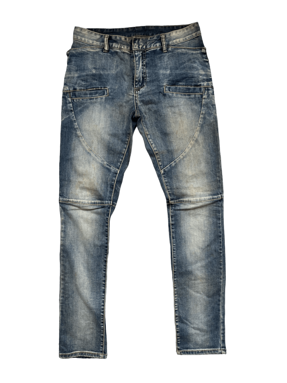 image of Designer Balmain Biker Rider Jeans in Blue Denim, Men's (Size 31)