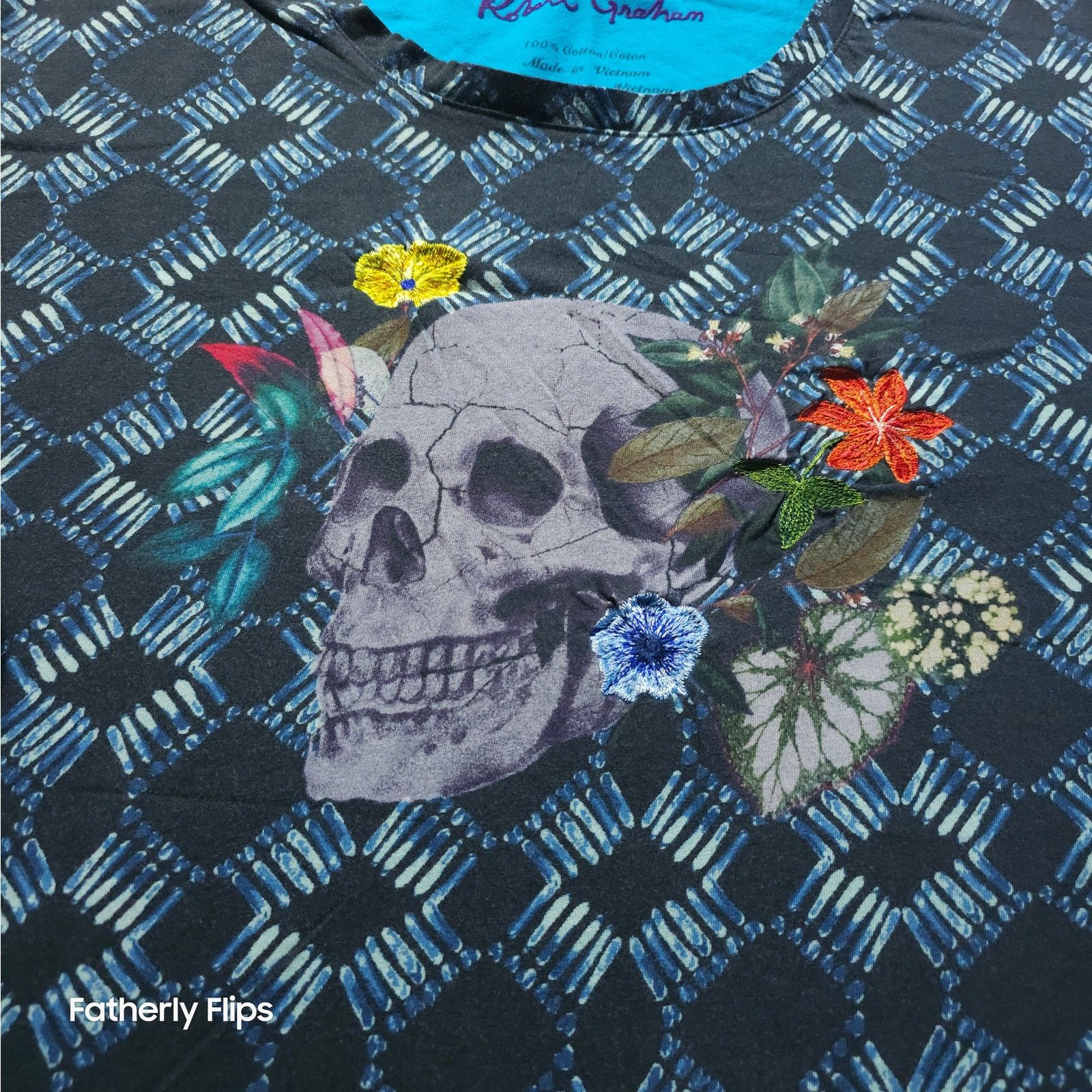 Robert Graham Robert Graham 3XL Skull Floral Geometric Graphic T-Shirt Size US XXL / EU 58 / 5 - 2 Thumbnail