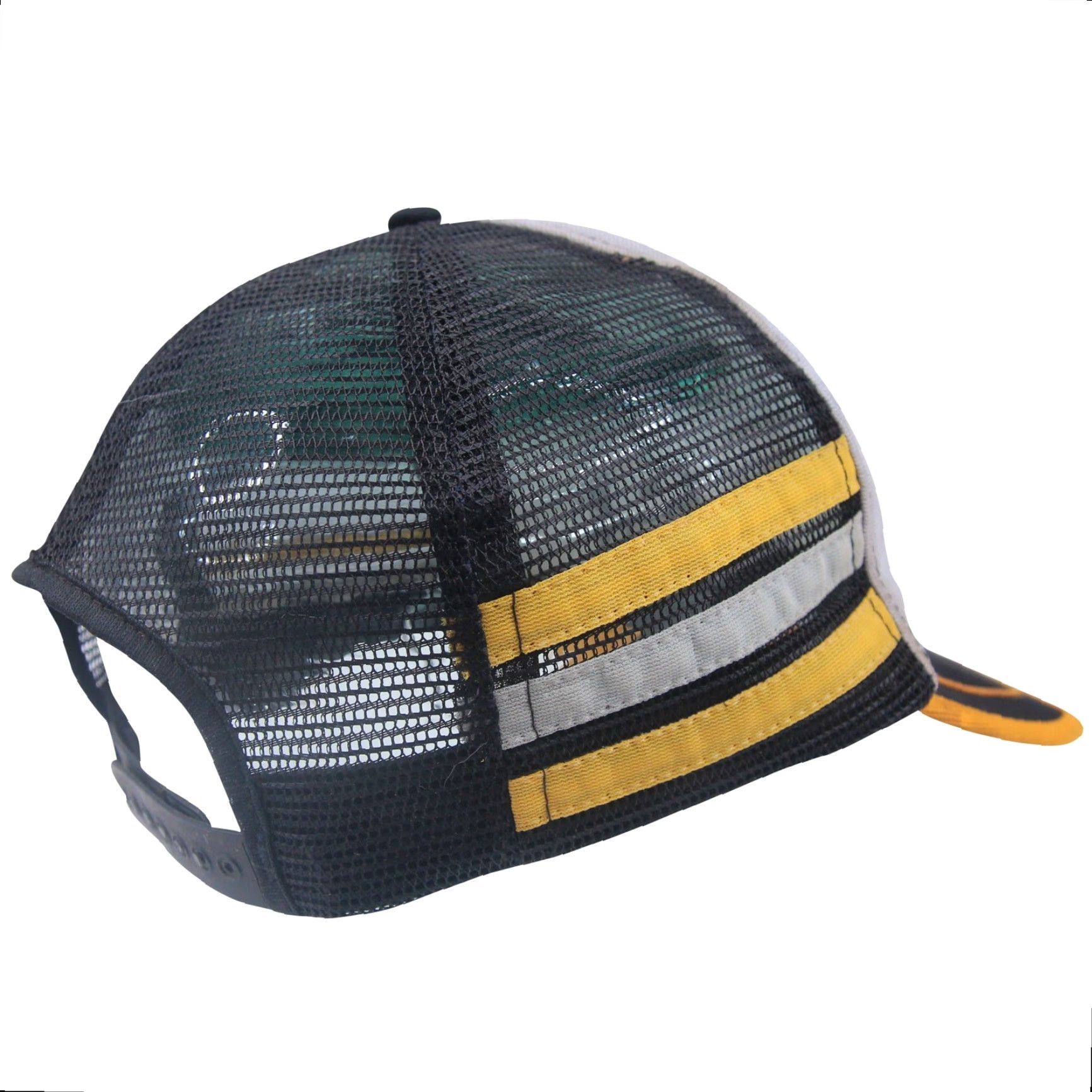 Vintage VINTAGE Trucker Hat 3 Stripe Tri Bar Sumpter Junction Train Station Gray Yellow Adjustable Men Size ONE SIZE - 3 Thumbnail