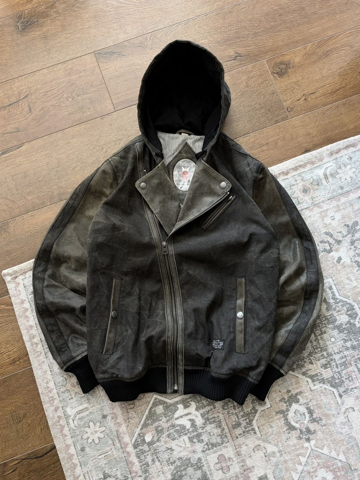 Diesel Diesel Archive Leather Jacket Asymmetric Zip Hooded Biker Size US M / EU 48-50 / 2 - 4 Thumbnail