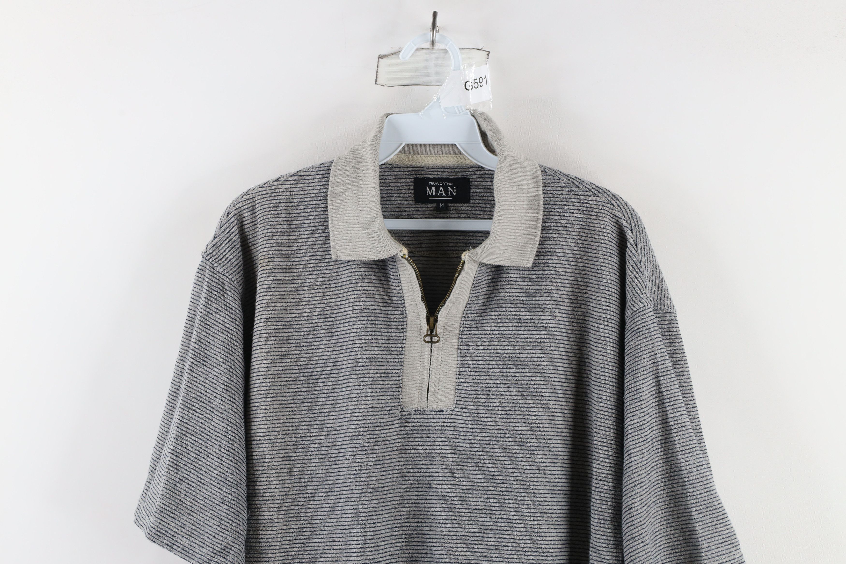 Vintage Vintage 90s Streetwear Cloth Striped Half Zip Collared Polo Size US M / EU 48-50 / 2 - 2 Thumbnail