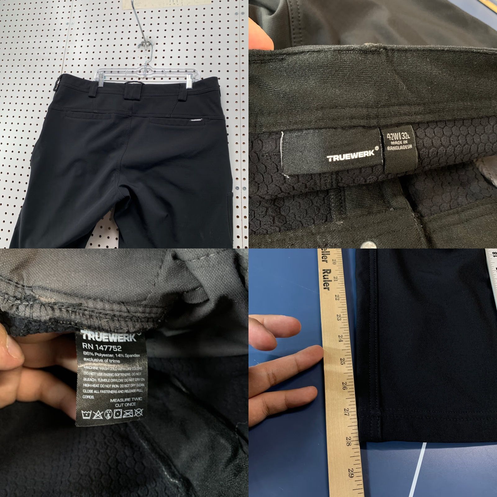 Vintage TRUEWERK Cargo Pants Black Mens 42x32 Fits 42x28.5 Utility Pockets Work Pants Cargo Pants Mens 42 Black Size US 42 / EU 58 - 8 Thumbnail