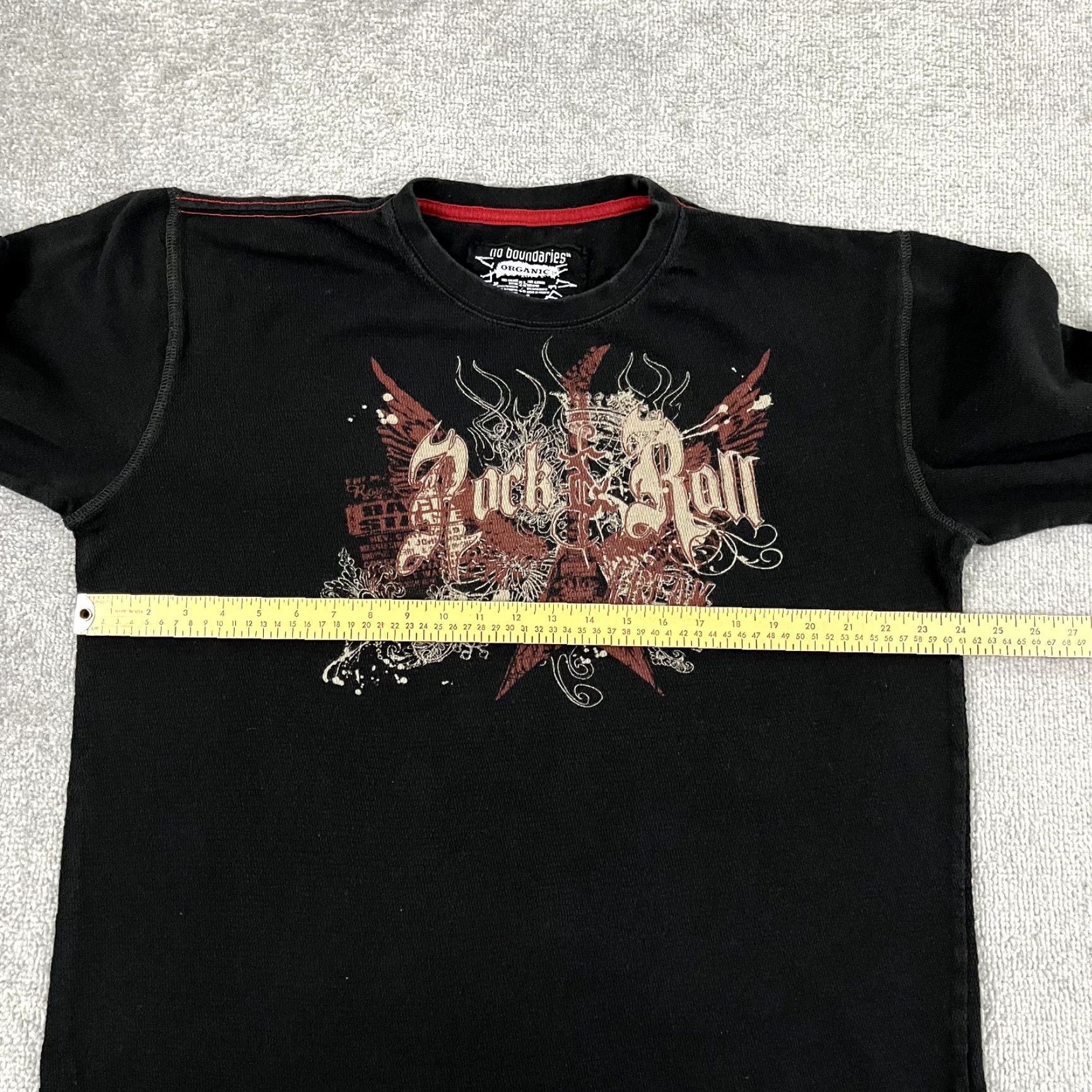 Vintage VINTAGE NO BOUNDARIES Shirt Mens XL Black Thermal Skater Rock N Roll Punk Graphic Y2K Size US XL / EU 56 / 4 - 5 Thumbnail