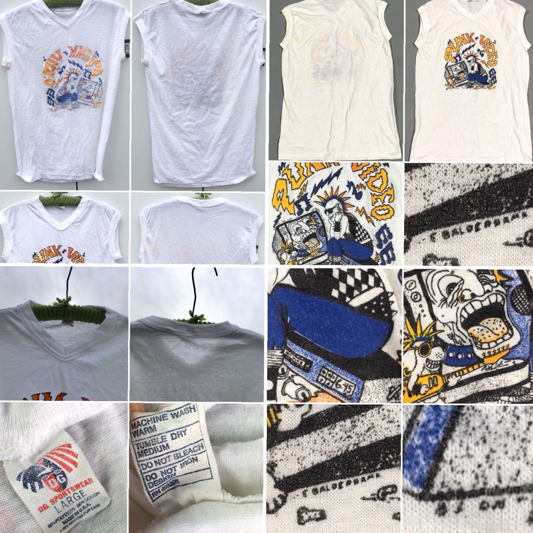 Vintage VINTAGE DG Sportswear T-Shirt Sleeveless V Neck Tee 80s 1980s Punk White L Unisex Mens Women Graphic Tee Size US L / EU 52-54 / 3 - 4 Thumbnail