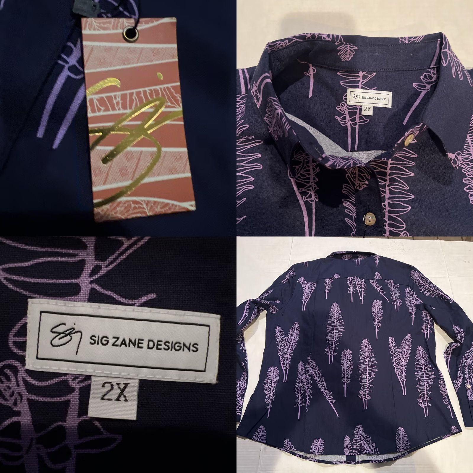 ALOHAS VINTAGE Women’s Sig Zane Designs Hawaiian Aloha Hibiscus Shirt 2XL New w 50 Retail Tag Size XXL / US 16-18 / IT 52-54 - 8 Thumbnail