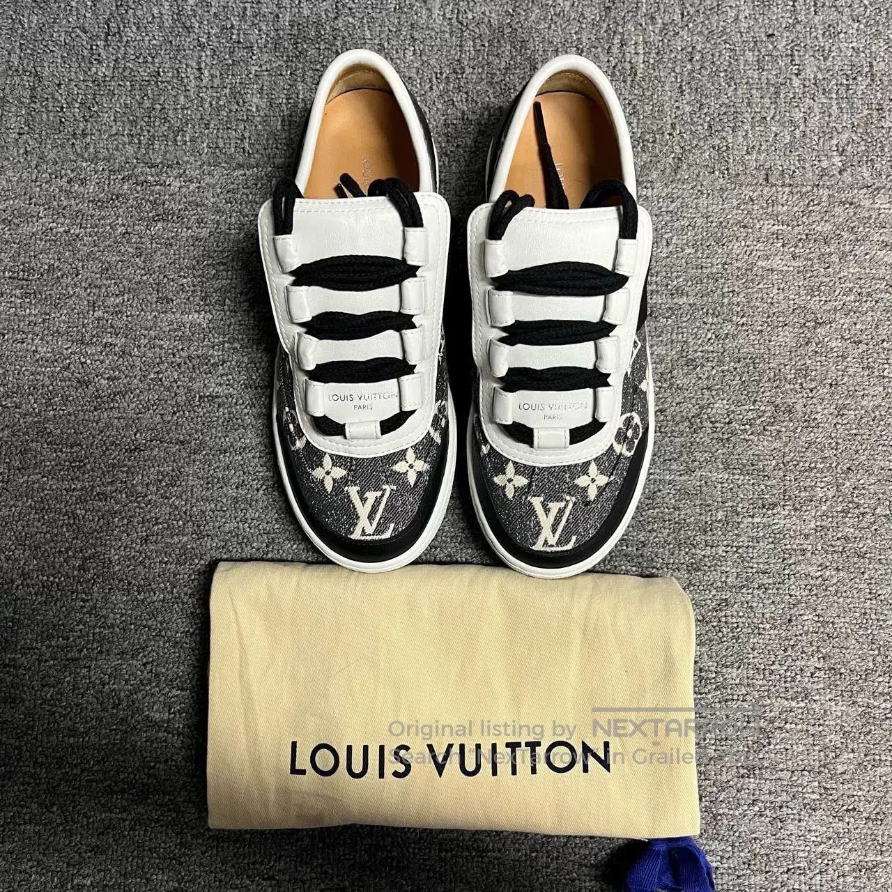 Louis Vuitton Louis Vuitton Gray Denim Low-Top Sneakers. Size US 4 / IT 34 - 2 Thumbnail