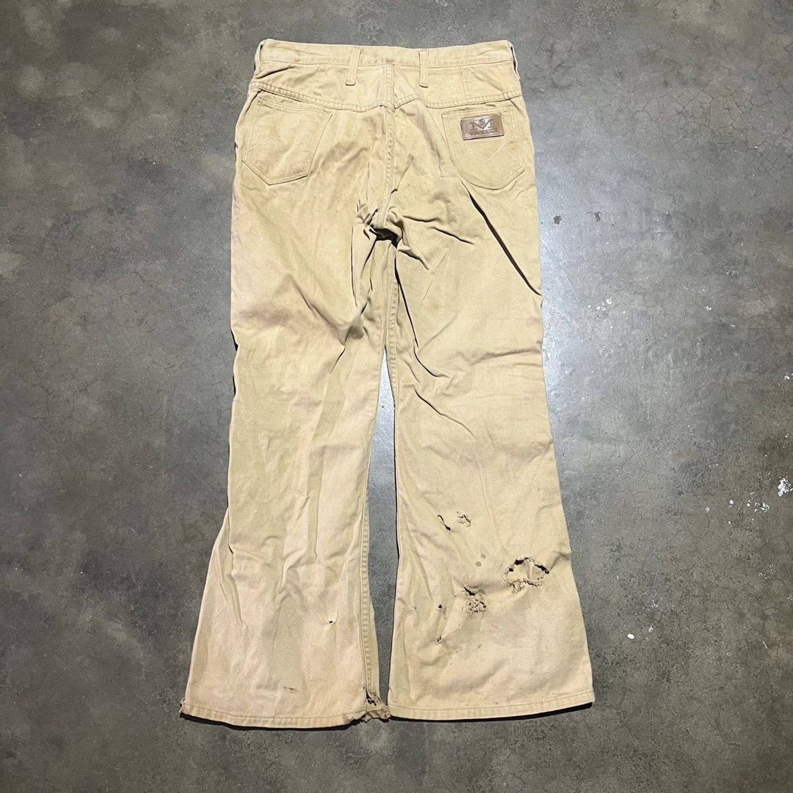 Vintage Vintage 70s Maverick Tan Buttonfly Bell Bottom Pants 31x29 Size 31" - 5 Thumbnail