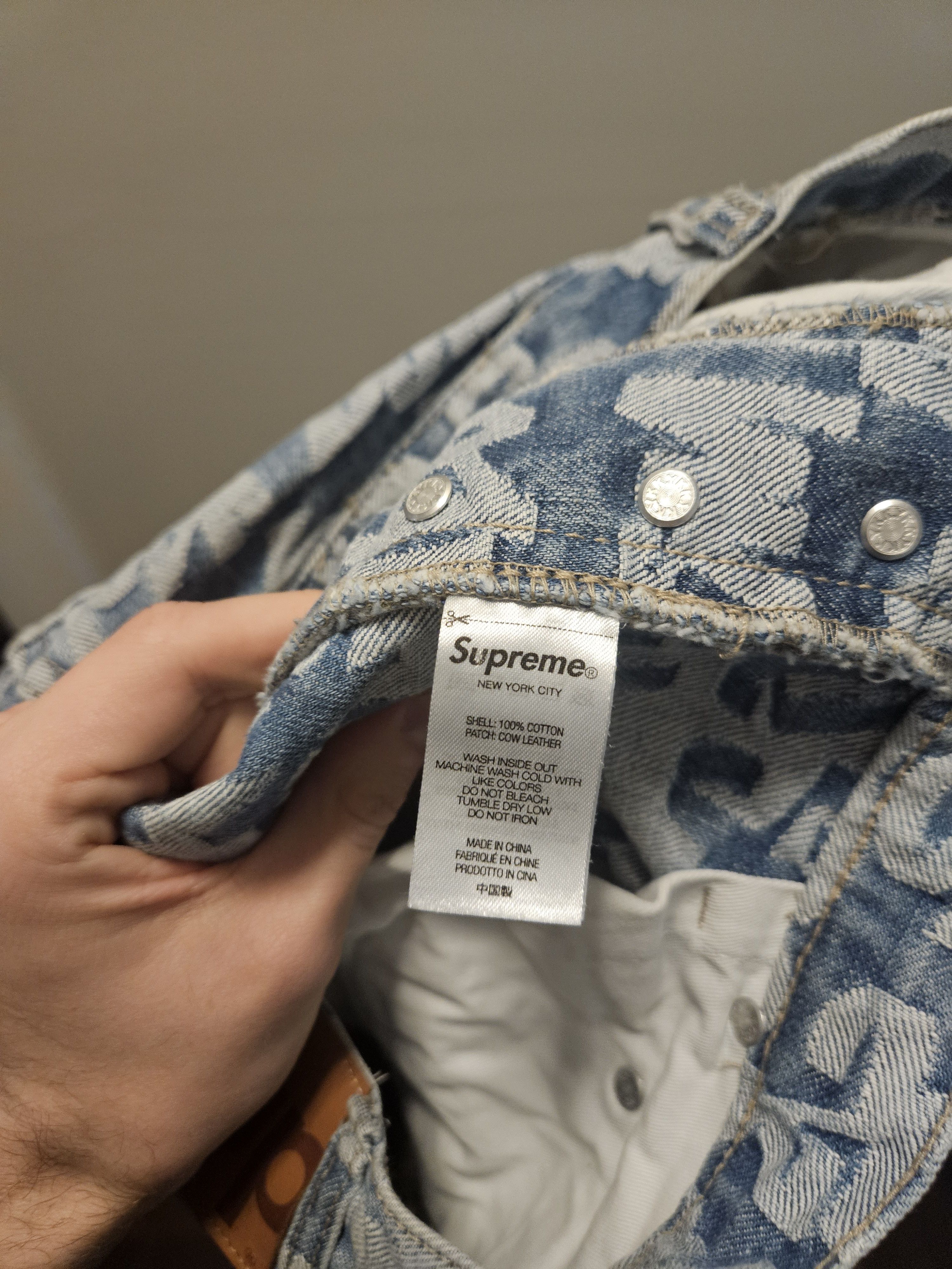 Supreme Supreme Fat Tip Jacquard Blue Denim Jeans Size US 31 - 6 Thumbnail