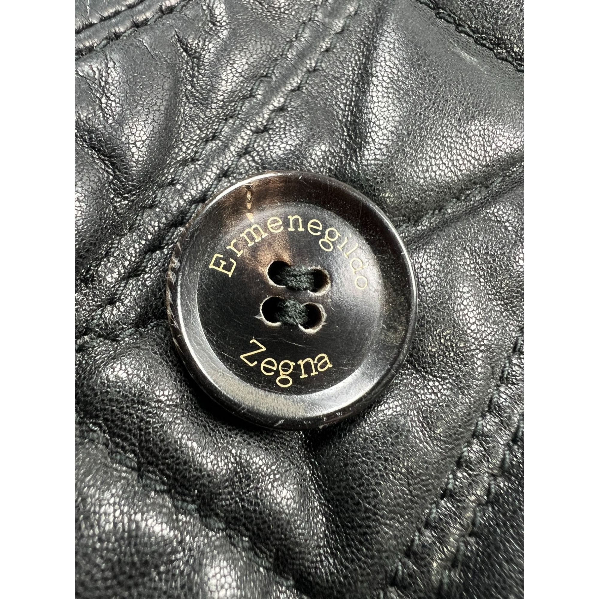 Ermenegildo Zegna Ermenegildo Zegna Black Leather Quilted Jacket (Y1020) Size US XL / EU 56 / 4 - 3 Thumbnail