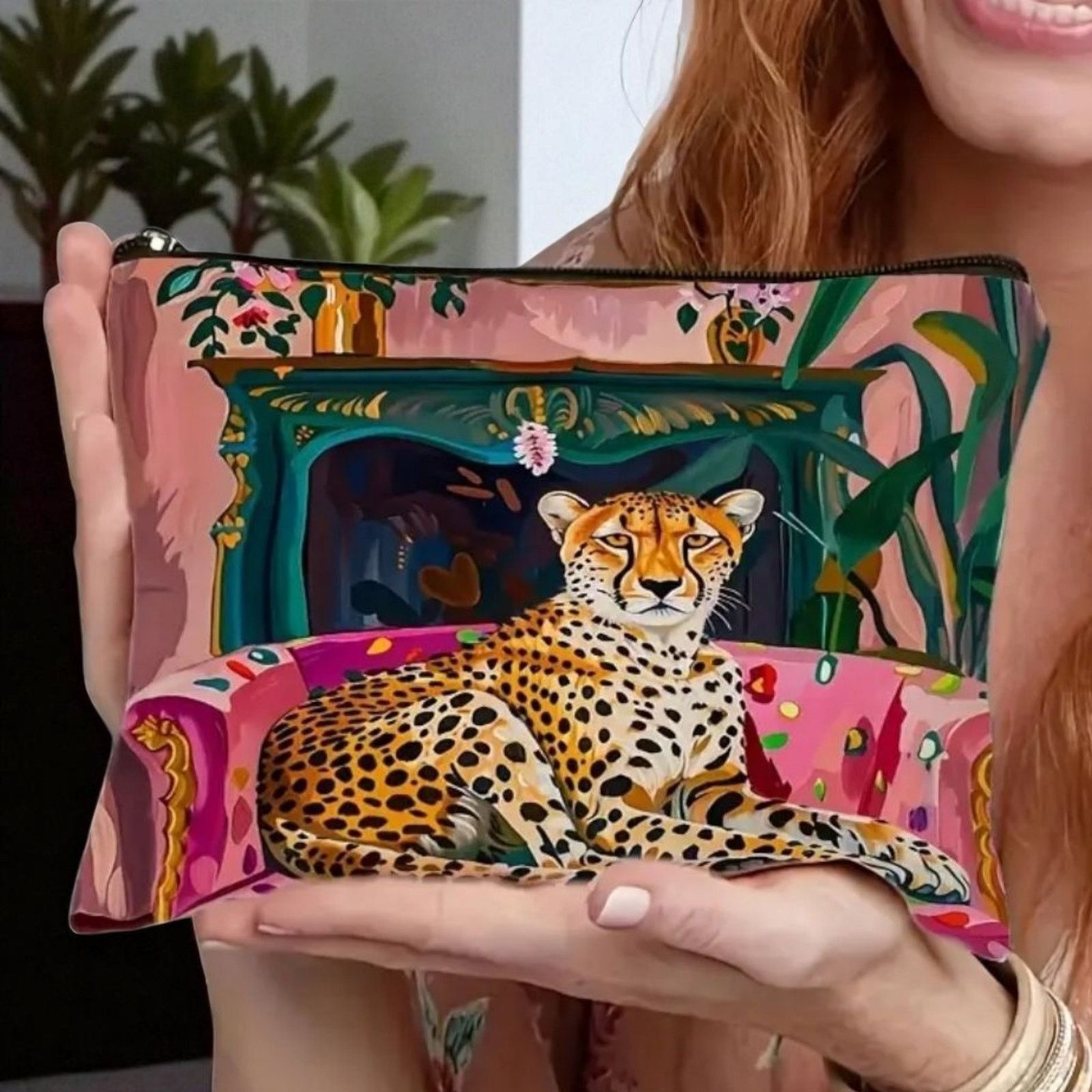 Other Bohemian Leopard Jungle Cosmetic Bag Artistic Makeup Pouch Size ONE SIZE - 7 Thumbnail