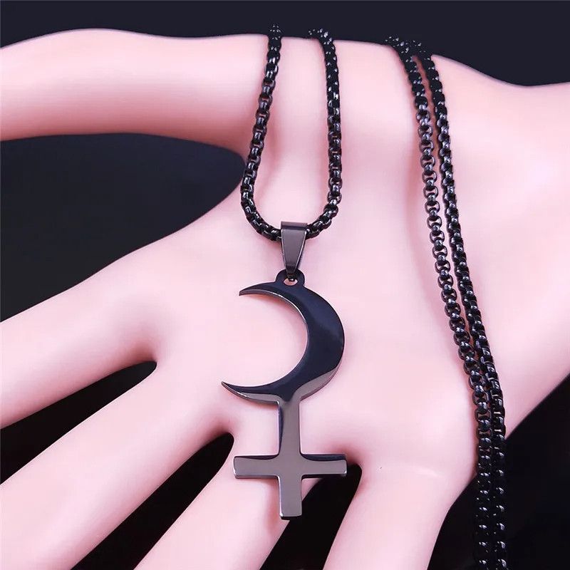 Jewelry Lilith Crescent Inverted Cross Pendant Emblem Talisman Size ONE SIZE - 1 Thumbnail