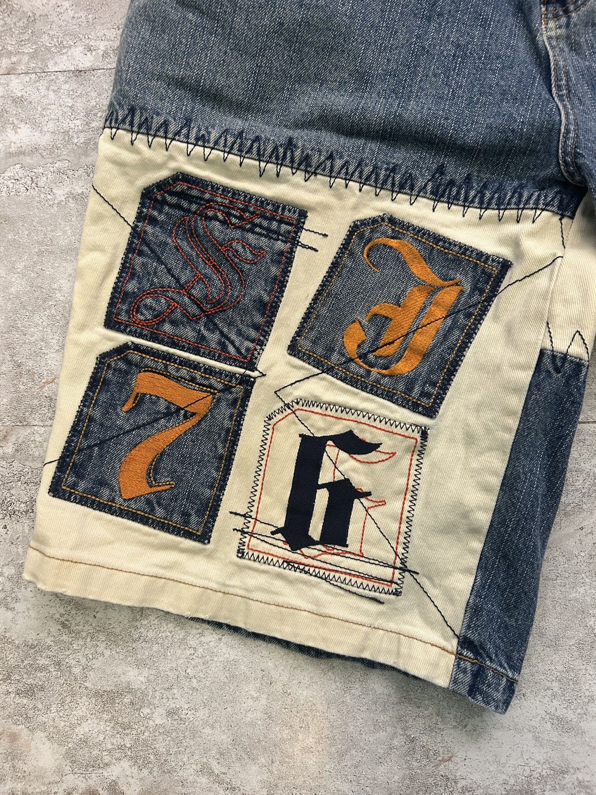 Other × Vintage Rare vintage denim shorts with unique patchwork design Size US 38 / EU 54 - 2 Thumbnail