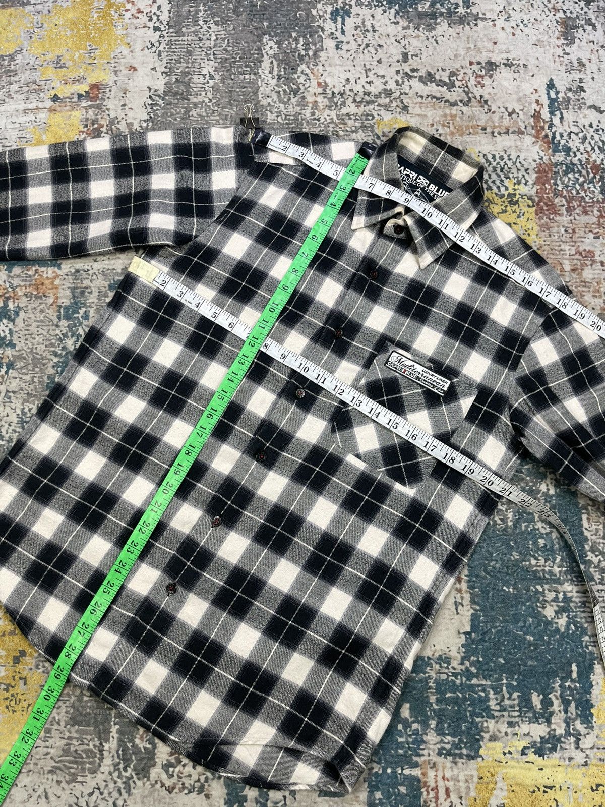 Japanese Brand Capri Blue Luxury Liner Melton Checked Button Down Shirt Size US S / EU 44-46 / 1 - 8 Thumbnail