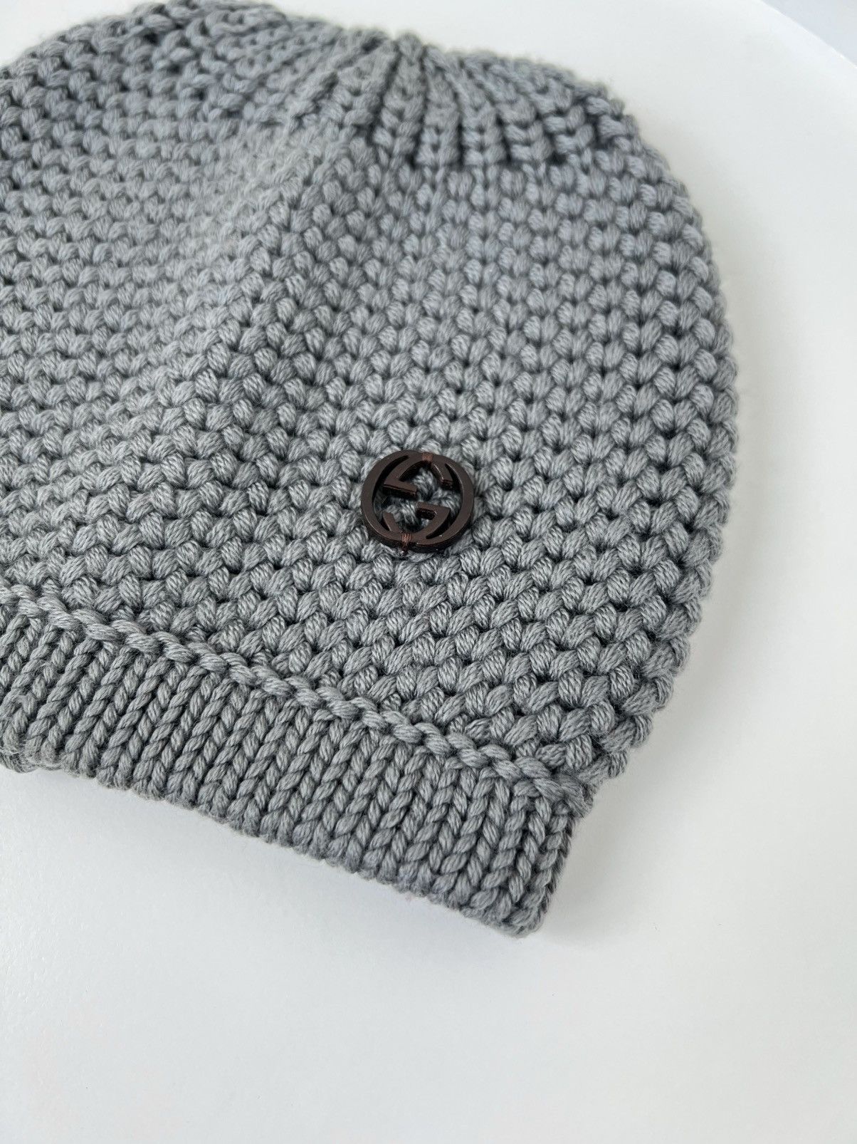 Gucci Gucci GG Logo Gray Wool Knit Beanie Hat S Size Size ONE SIZE - 2 Thumbnail