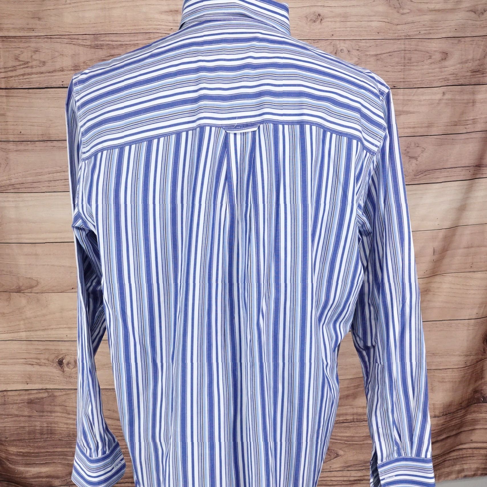 Chaps Vintage Chaps Men's Long Sleeve Button-Up Shirt Classic Fit Striped Cotton Casual Business Large Blue Size US L / EU 52-54 / 3 - 4 Thumbnail
