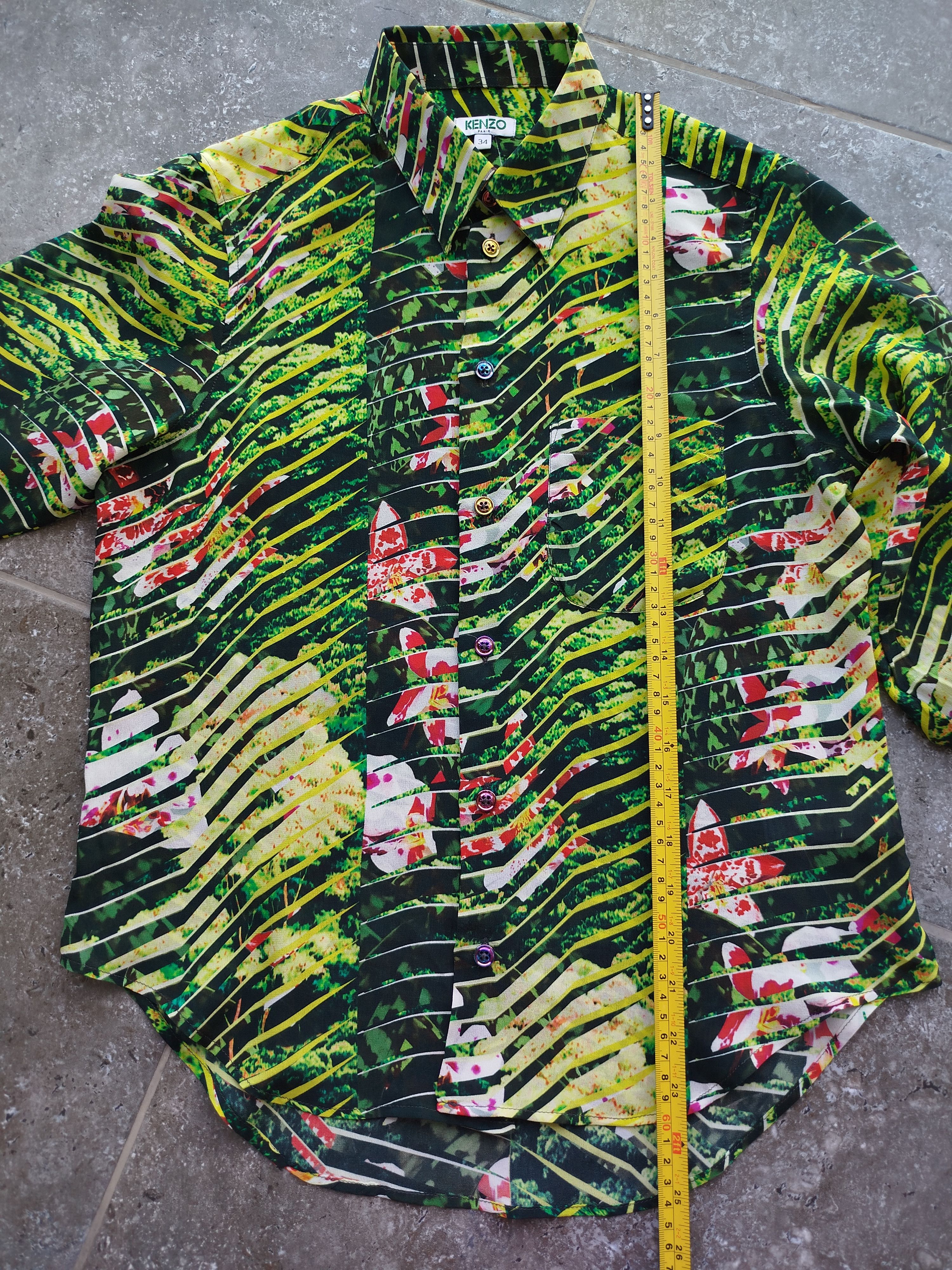 Kenzo Blouse Long Sleeve Tropical Floral 100% Silk Size 34/XS Size XS / US 0-2 / IT 36-38 - 13 Thumbnail