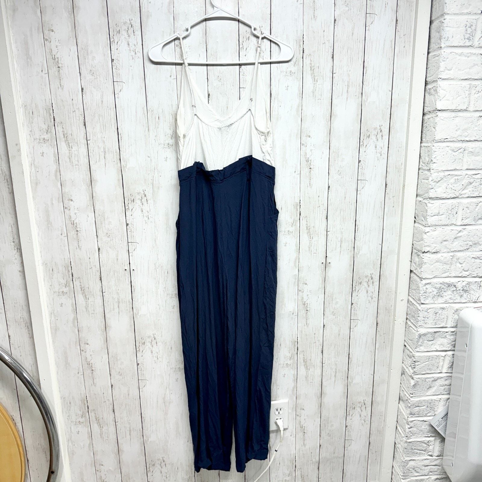 Other Shinestar Jumpsuit Medium Sleeveless White Blue Summer Boho Size 30" / US 8 / IT 44 - 3 Thumbnail