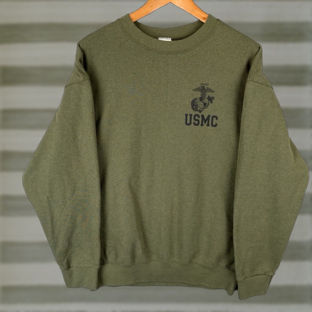 Olive VINTAGE Campbellsville Apparel CompanyUSMC Sweatshirt Mens L Olive Green Fleece Crewneck USA Marine Corps Made USA Logo Graphic Print Baggy/Regular Size US L / EU 52-54 / 3 - 1 Thumbnail