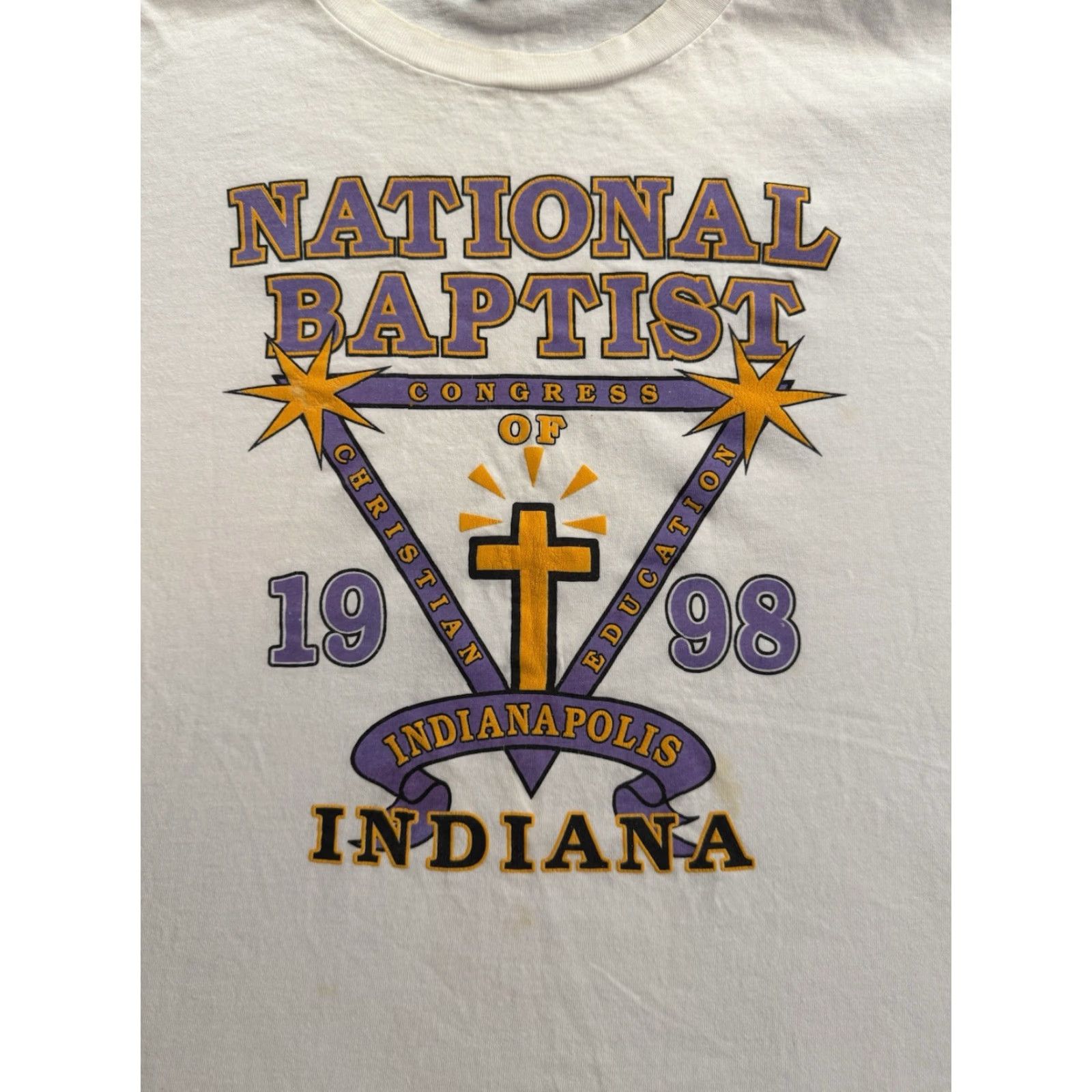 Vintage VINTAGE National Baptist Congress Of Christian Education Jesus Tee XL Shirt Mens 90s White Cotton Graphic Print Crew Neck Size US XL / EU 56 / 4 - 2 Thumbnail