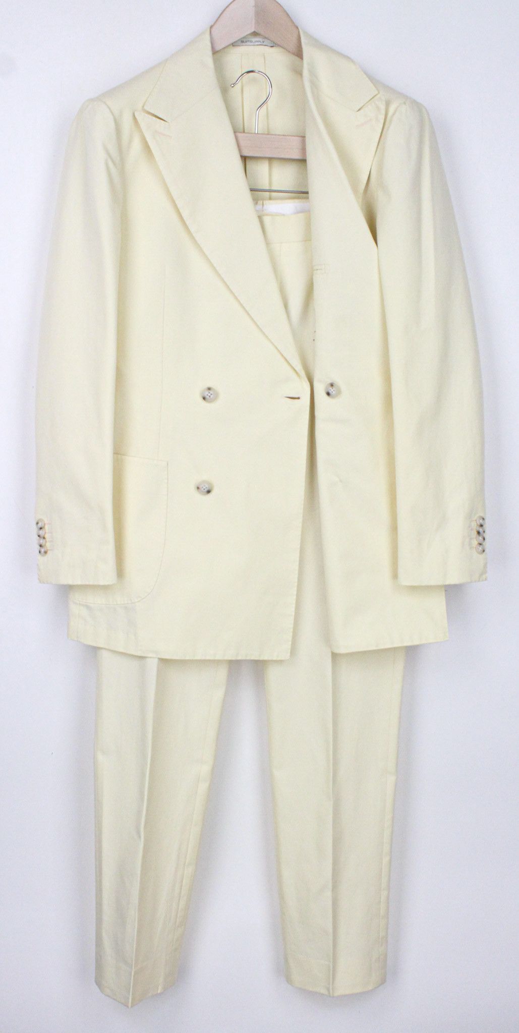 image of Suitsupply Havana Uk38R Yellow Two-Row Slim Unlined Cotton Suit 72252, Men's