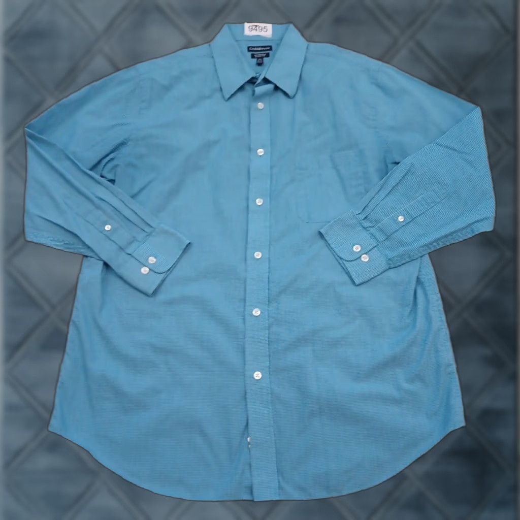 Croft & Barrow Croft & Barrow Shirt Mens 16.5 Blue Plaid Long Sleeve Button Up Cotton Blend Size US XL / EU 56 / 4 - 1 Thumbnail