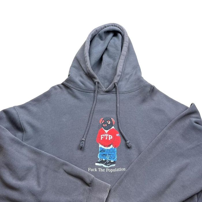 Fuck The Population FTP Bear Hoodie in Charcoal Grailed