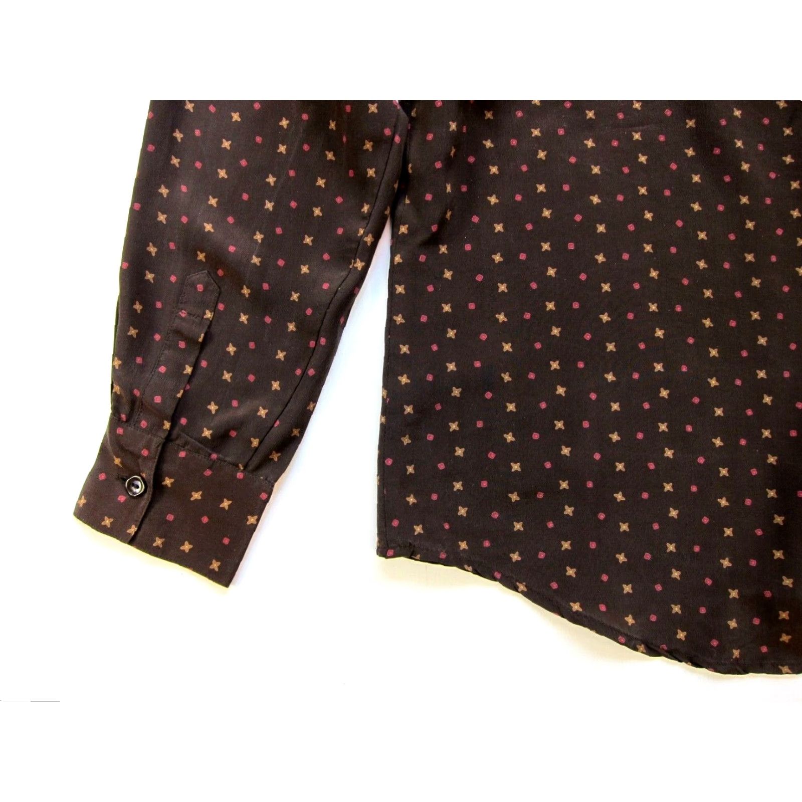 Gap GAP Blouse 100% Silk Brown Star Polka Dot Collar Button Down Long Sleeve Medium Women Adult Regular Shirt Womens Size M / US 6-8 / IT 42-44 - 6 Thumbnail