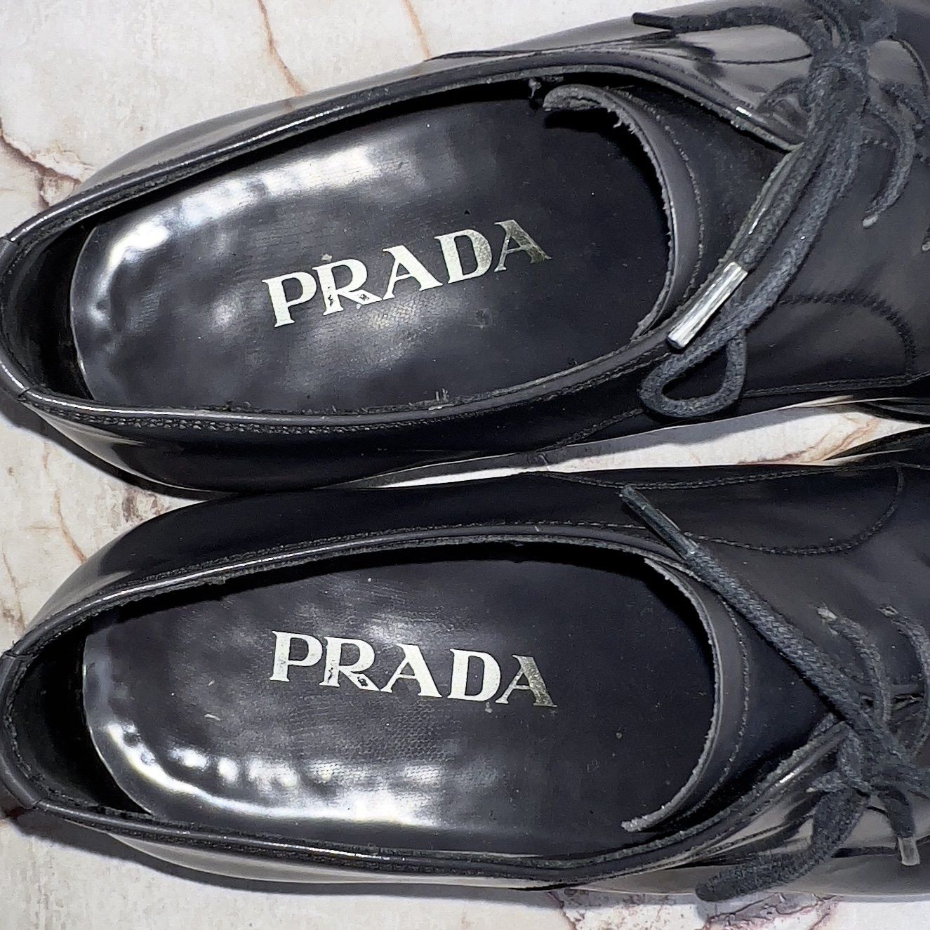 Prada Calzature Uomo Derby Graphite Patent Leather Size US 8 / EU 41 - 9 Thumbnail