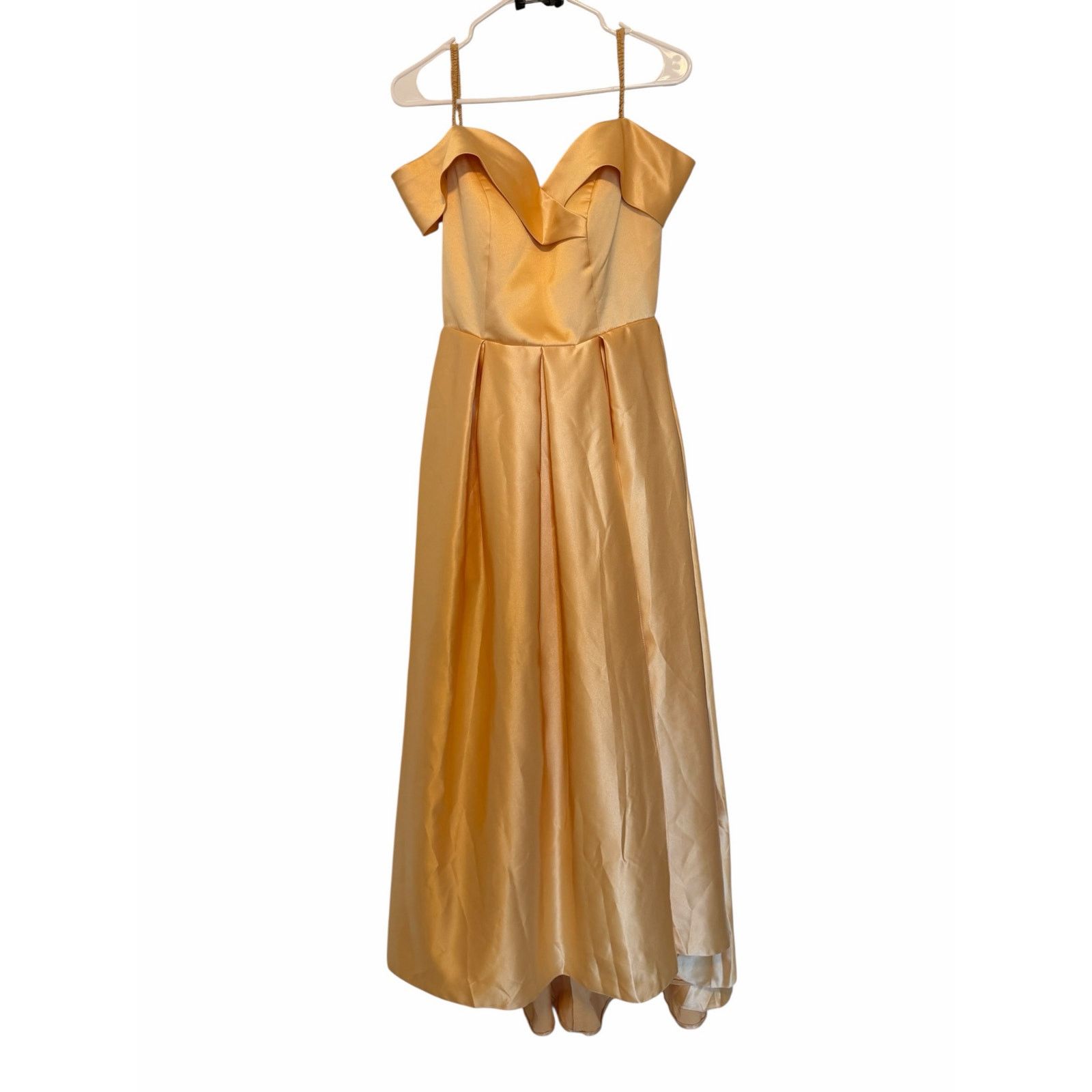 Other Gold Wedding Guest Off The Shoulder A-Line Slit Formal Dress Size L / US 10 / IT 46 - 4 Thumbnail