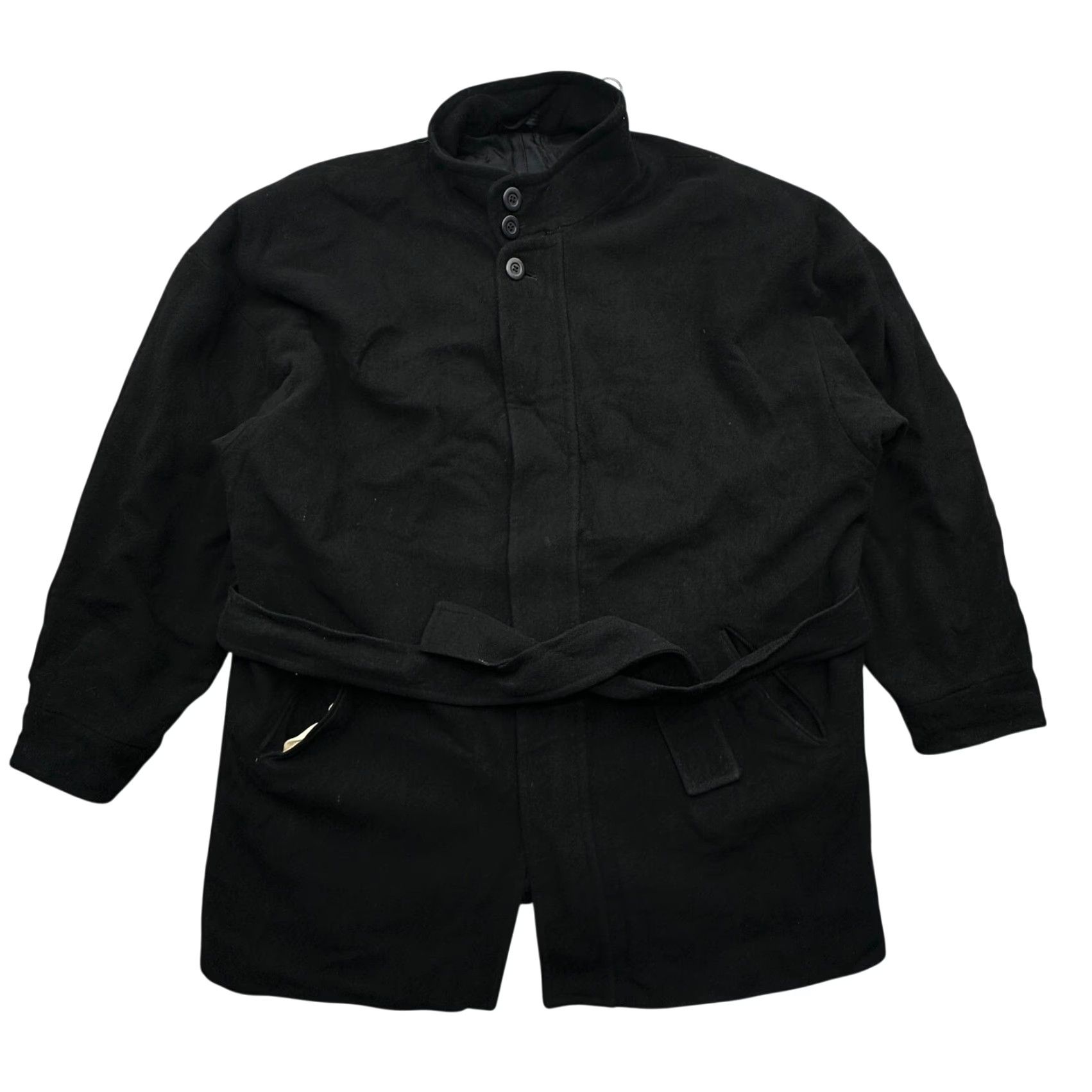 Vintage VINTAGE Bachrach Wool Coat Overcoat Mens 2XL Black Button Full Zip Pockets Coat Men Long Wool Solid Fall Winter- Mens Size US XXL / EU 58 / 5 - 6 Thumbnail