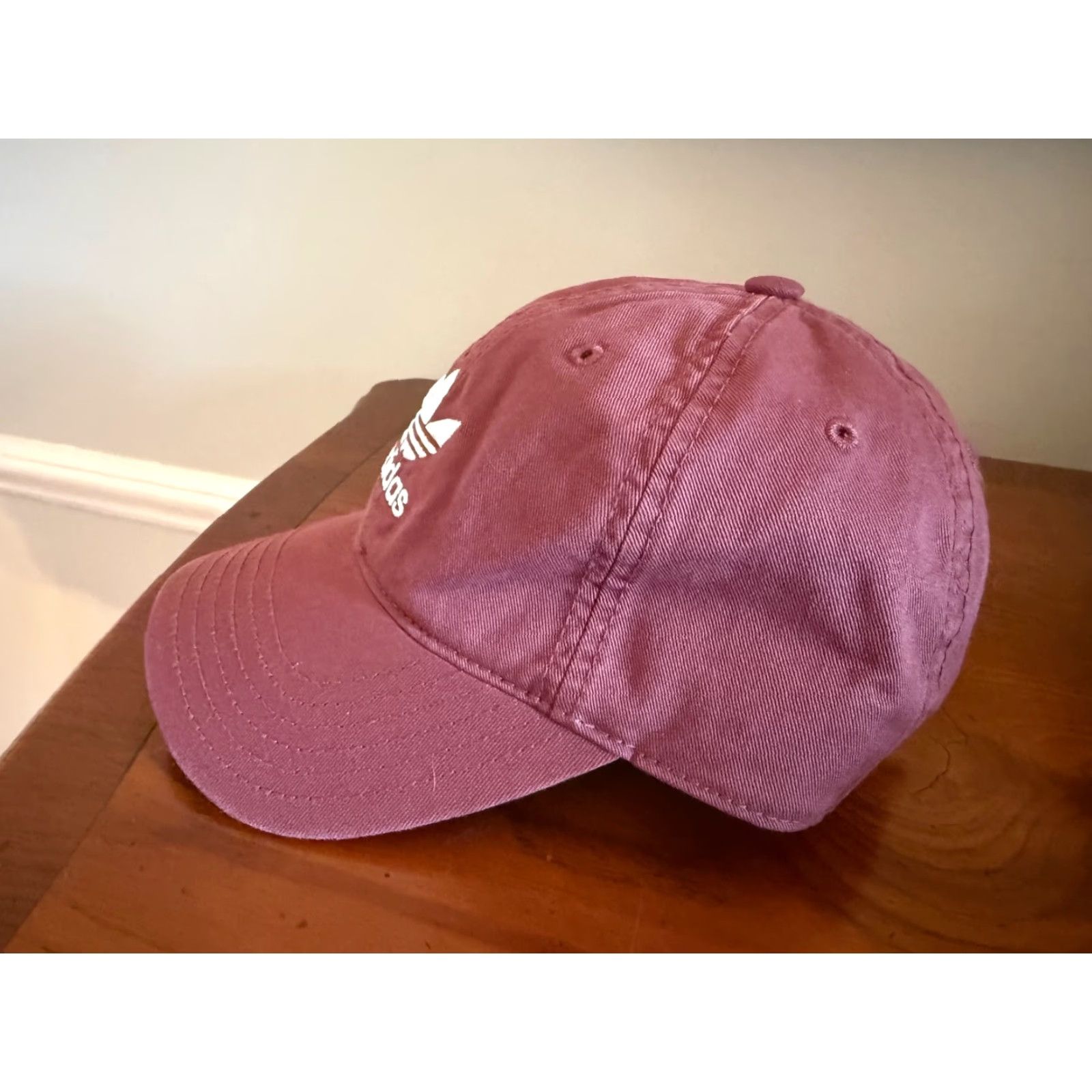 Adidas Adidas Hat Cap Strapback Red/maroon Adjustable Men EUC Embroidered Trefoil Size ONE SIZE - 2 Thumbnail