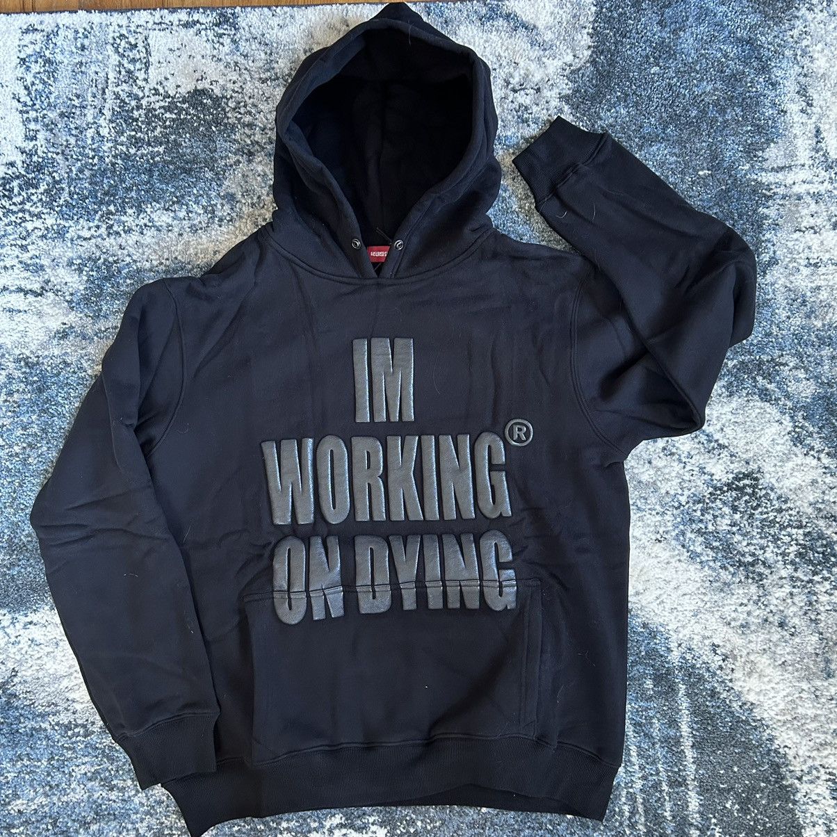 Reckless Scholars WORKiNG ON DYiNG COZY HEAVYWEiGHT FLEECE PUFF PRiNT HOODiE Size US XXL / EU 58 / 5 - 11 Thumbnail