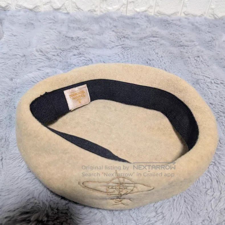 Vivienne Westwood Vivienne Westwood Saturn Embroidered Wool White Beret Size ONE SIZE - 4 Thumbnail
